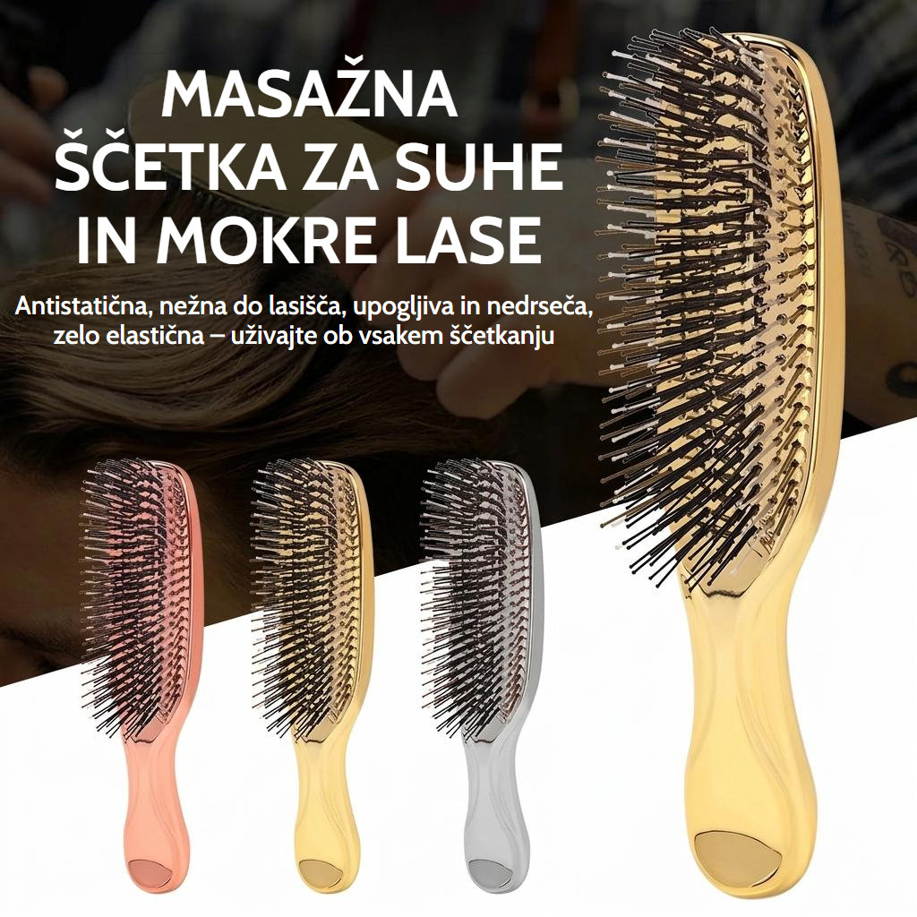 Roza masažna krtača za lasišče z antistatičnimi najlonskimi zobci
