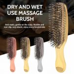 Pink scalp massage brush with antistatic nylon pins