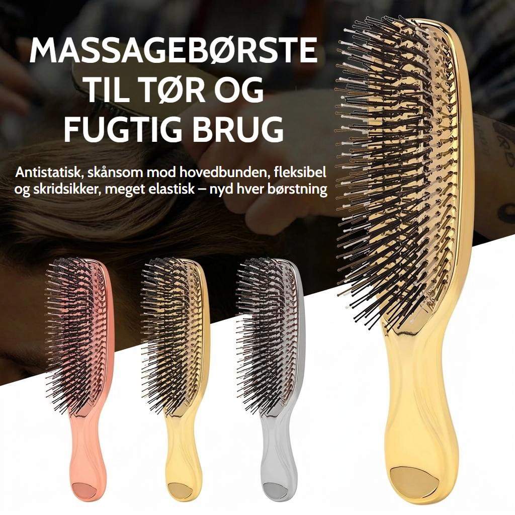 Lyserød massagebørste til hovedbunden med antistatiske nylonnopper