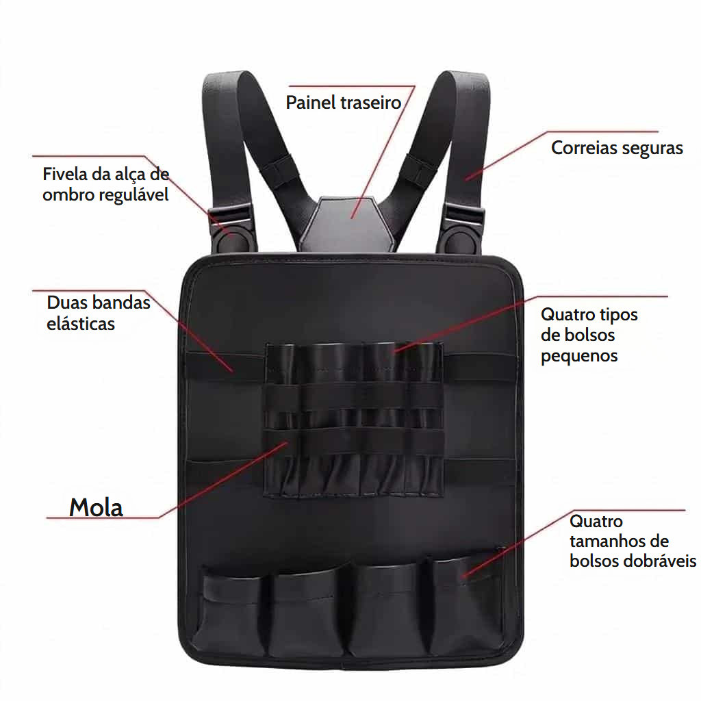 Bolsa organizadora tática para cabeleireiro e barbeiro com compartimentos de arrumação