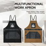 Cotton canvas barber apron with adjustable crossback straps