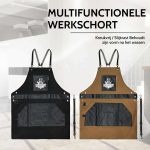 Barbiersschort van katoenen canvas met verstelbare gekruiste bretels