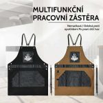 Holičská zástěra z bavlněného plátna s nastavitelnými zkříženými ramínky