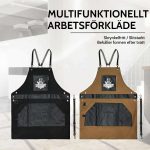 Barberarförkläde i bomullscanvas med justerbara korsade axelremmar