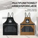 Barberforklæde i bomuldslærred med justerbare krydsede seler