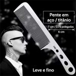 Pente profissional de aço titânio com dentes finos para penteado e desembaraço