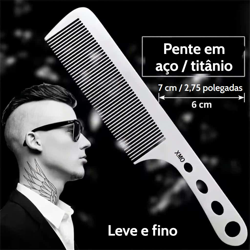 Pente profissional de aço titânio com dentes finos para penteado e desembaraço