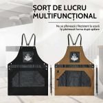 Șorț de frizer din pânză de bumbac cu bretele încrucișate reglabile