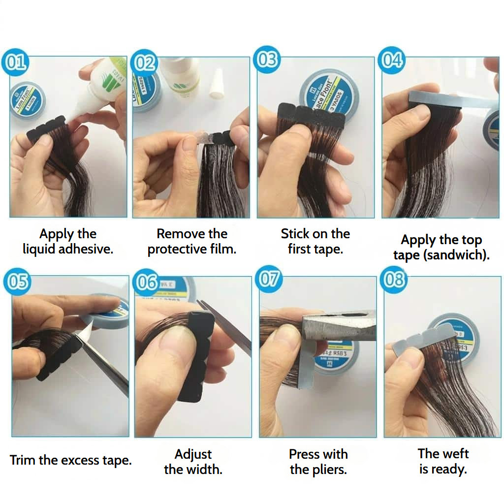 Double-sided tape for lace front wigs in a non-shiny finish