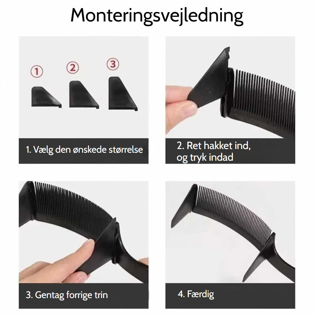 Guidekam til hårklipper med justerbart system af kamtilsatser