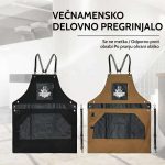 Brivski predpasnik iz bombažnega platna s prekrižanimi nastavljivimi naramnicami