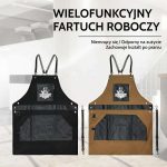 Fartuch barberski z bawełnianego płótna z regulowanymi szelkami krzyżowymi