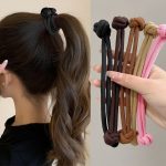 Chouchou-tissu-cheveux-femme-avec-double-nud-picture-1