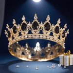 Couronne-baroque-de-luxe-en-strass-ronde-et-elegante-accessoire-de-mariage-robe-de-soiree-couvre-chef-picture-9