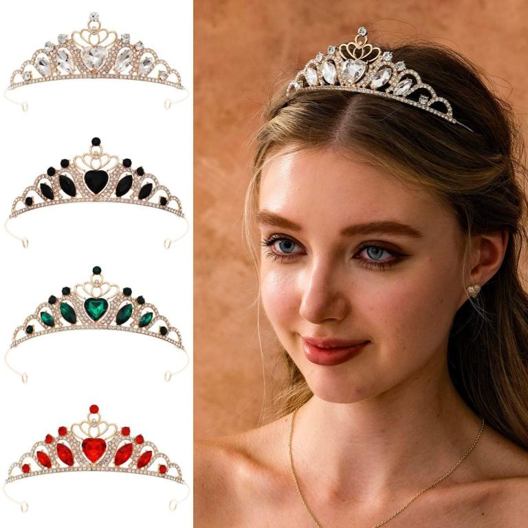 Diademe-de-mariage-femme-dore-en-alliage-avec-strass-et-pierres-colorees-picture-1