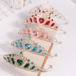 Diademe-de-mariage-femme-dore-en-alliage-avec-strass-et-pierres-colorees-picture-2