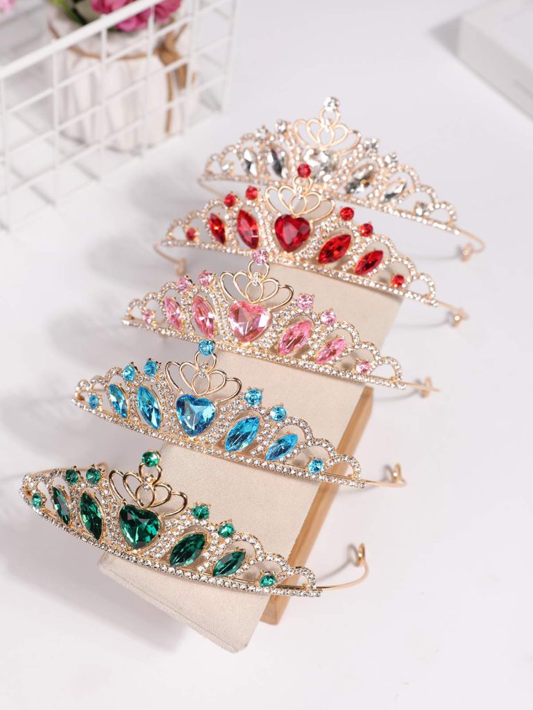 Diademe-de-mariage-femme-dore-en-alliage-avec-strass-et-pierres-colorees-picture-2