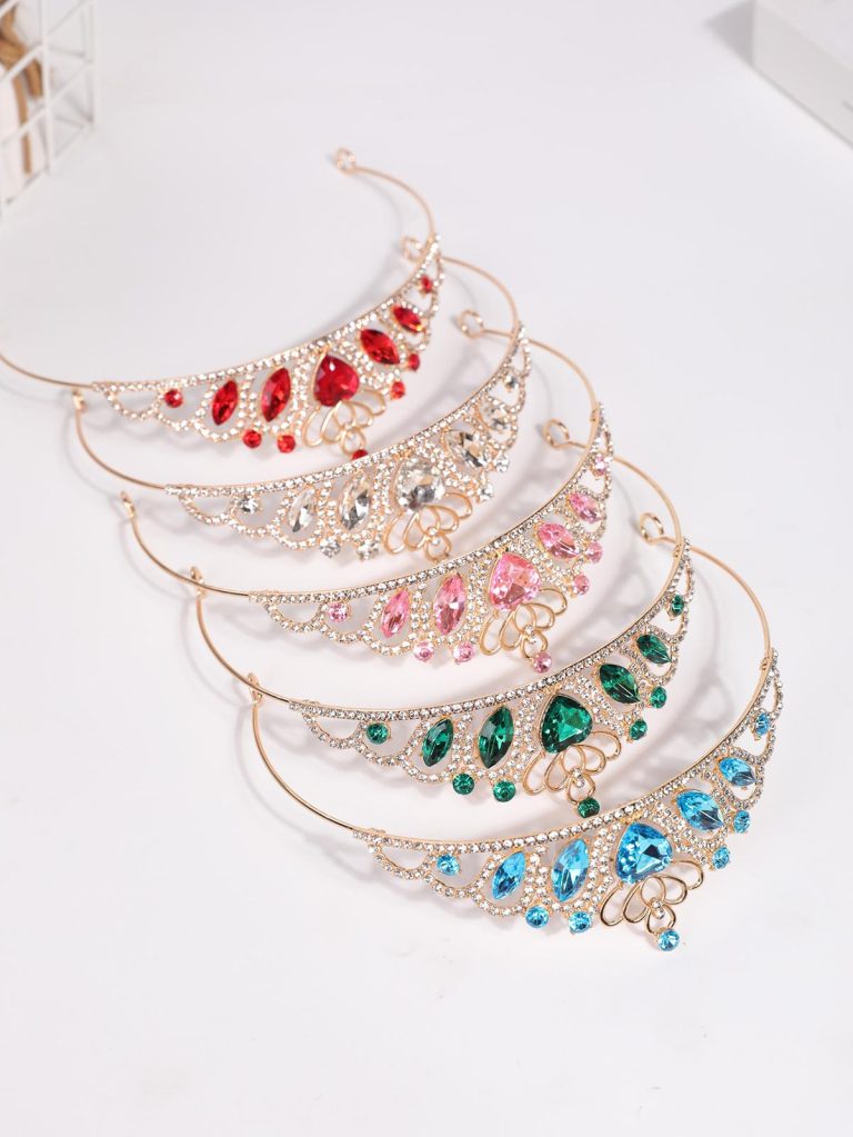 Diademe-de-mariage-femme-dore-en-alliage-avec-strass-et-pierres-colorees-picture-3