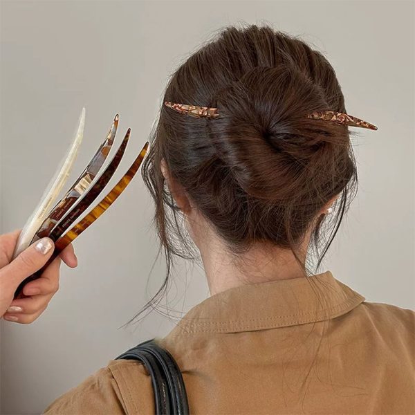 Épingle à cheveux chignon en acétate marbré
