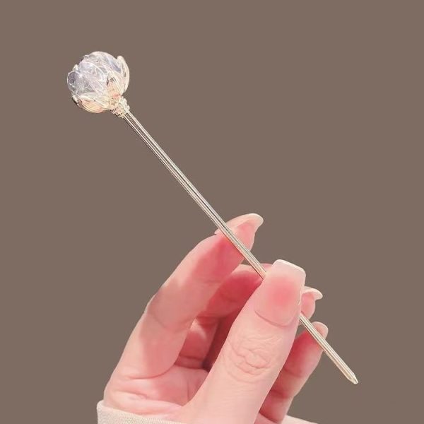 Épingle à cheveux chignon fleur translucide