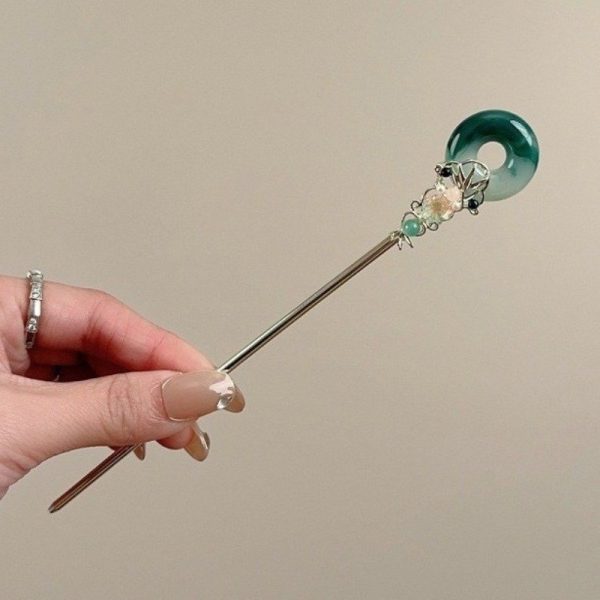Épingle à cheveux fleur à lune verte