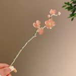 Epingle-a-cheveux-japonaise-fleurie-avec-chainette-pendante-et-perles-decoratives-picture-12