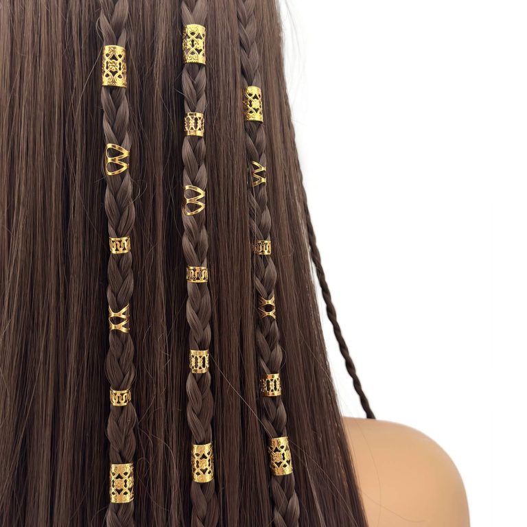 Lot-de-80-perles-cheveux-tresses-en-alliage-metallique-dore-ou-argente-avec-motifs-ajoures-picture-4