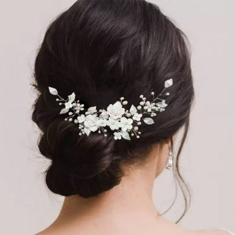 Ornement-floral-pour-coiffure-de-mariage-avec-couronne-de-fleurs-blanches-et-perles-nacrees-picture-1
