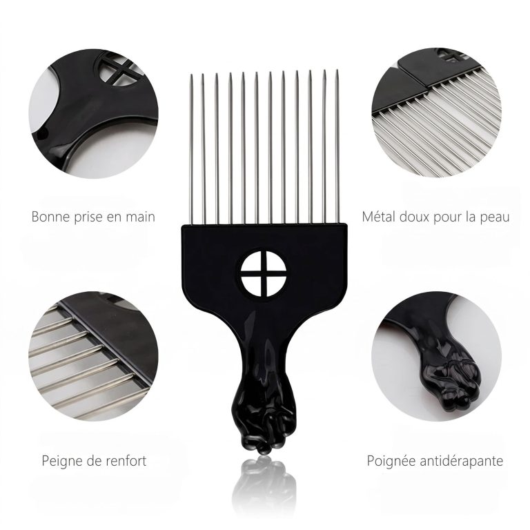 Peigne-afro-a-dents-larges-en-metal-pour-volume-des-cheveux-boucles-avec-poignee-symbole-picture-10