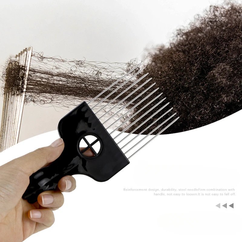 Peine afro de metal de púas anchas
