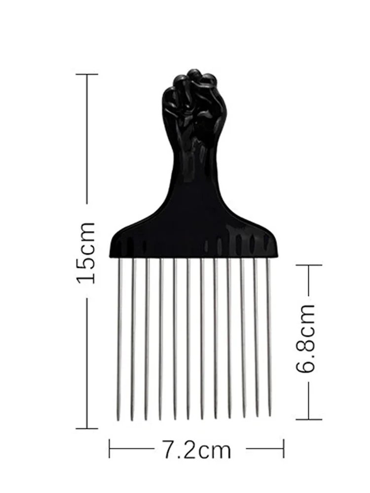 Peigne-afro-a-dents-larges-en-metal-pour-volume-des-cheveux-boucles-avec-poignee-symbole-picture-4