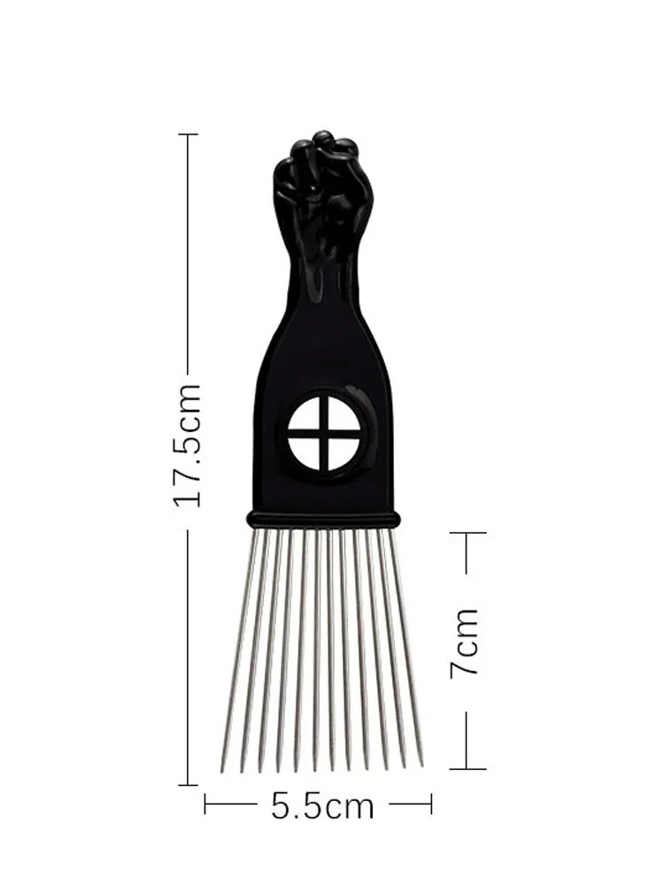 Peigne-afro-a-dents-larges-en-metal-pour-volume-des-cheveux-boucles-avec-poignee-symbole-picture-7