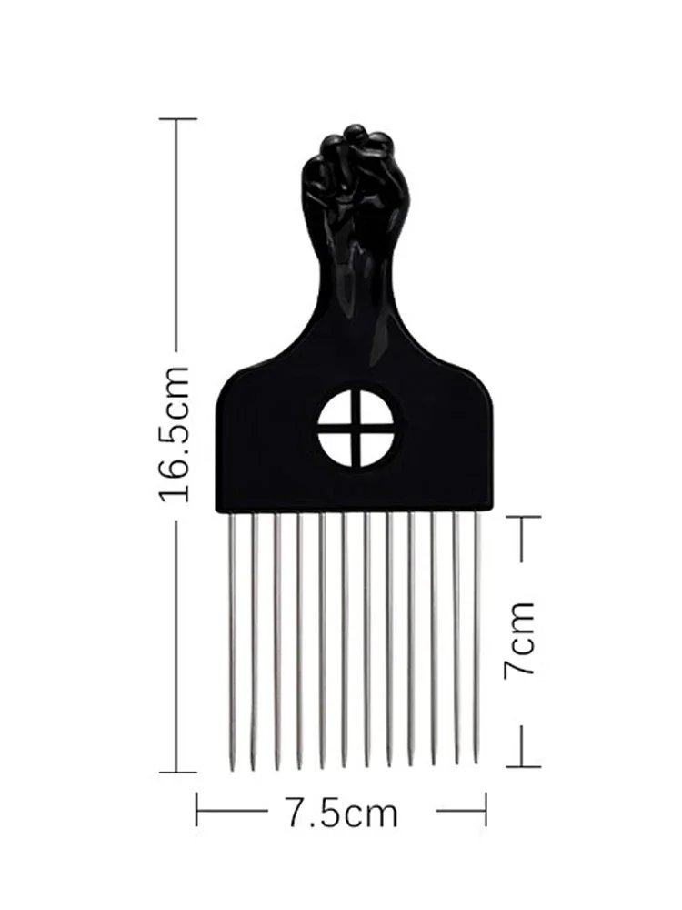 Peigne-afro-a-dents-larges-en-metal-pour-volume-des-cheveux-boucles-avec-poignee-symbole-picture-8