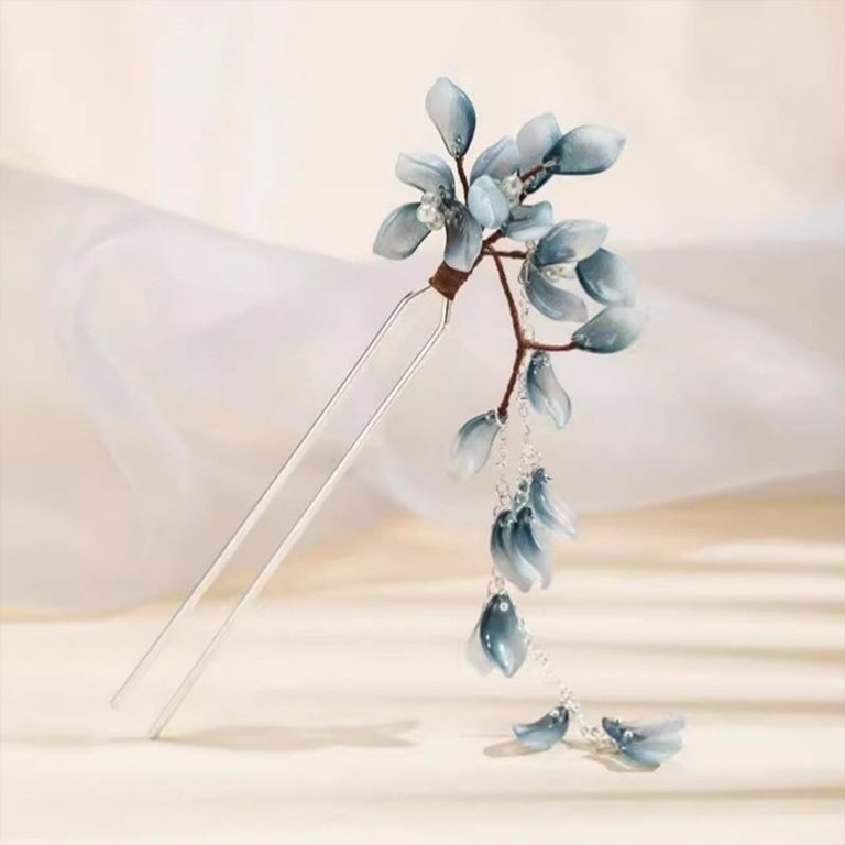 Pic-a-cheveux-decoratif-en-bois-avec-fleurs-et-pendentifs-picture-12