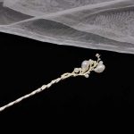 Pic-a-cheveux-en-alliage-dore-orne-de-perles-nacrees-et-strass-motif-floral-picture-5