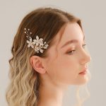 Pince-a-cheveux-mariage-avec-trois-fleurs-roses-en-metal-emaille-et-strass-picture-1