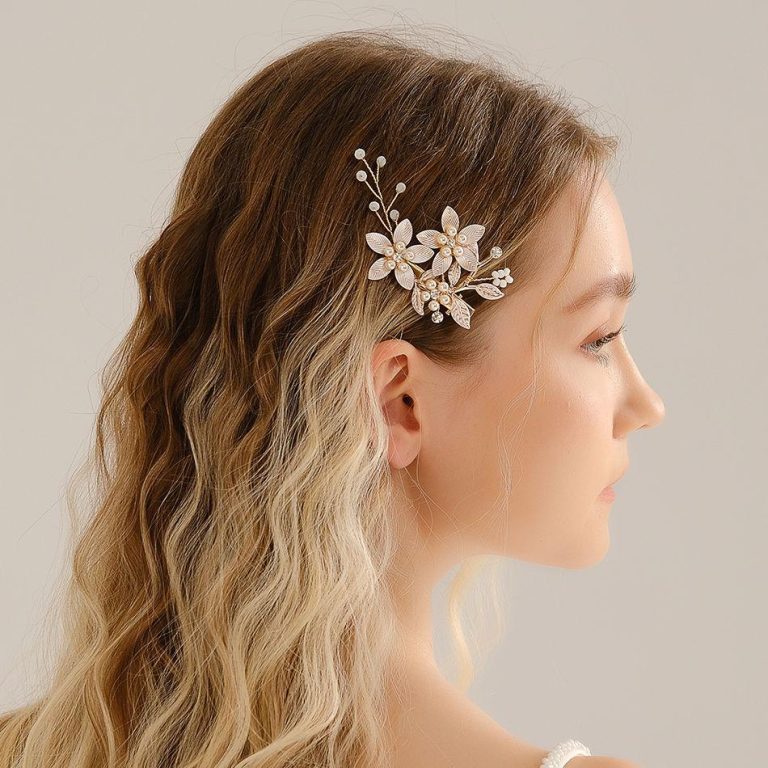 Pince-a-cheveux-mariage-avec-trois-fleurs-roses-en-metal-emaille-et-strass-picture-2