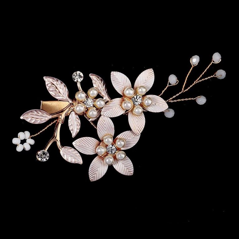 Pince-a-cheveux-mariage-avec-trois-fleurs-roses-en-metal-emaille-et-strass-picture-6