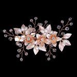 Pince-a-cheveux-mariage-avec-trois-fleurs-roses-en-metal-emaille-et-strass-picture-8