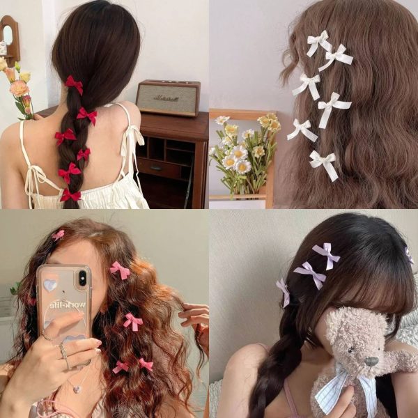 Lot de 6 pinces à cheveux nœud satin