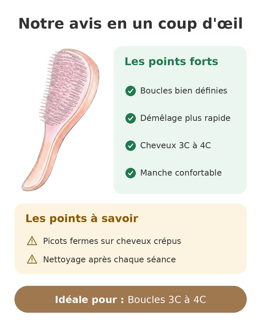 Brosse Tangle Teezer cheveux bouclés 3C à 4C Notre avis en un coup d'œil sur Tangle Teezer Bouclés