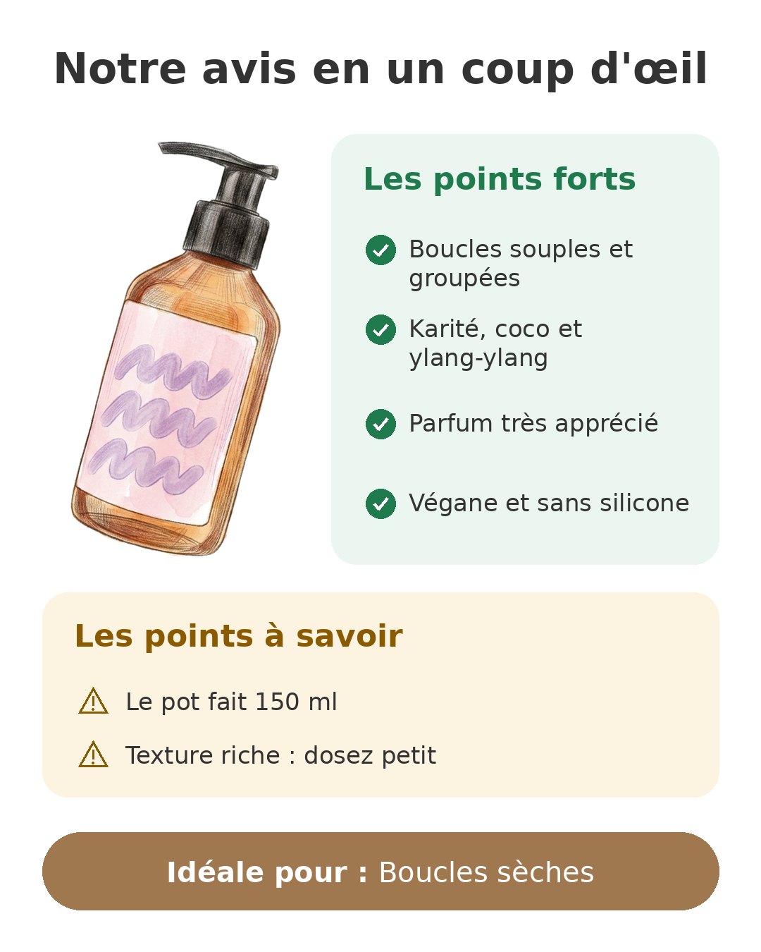 Notre avis en un coup d'œil sur Bali Curls 150 ml