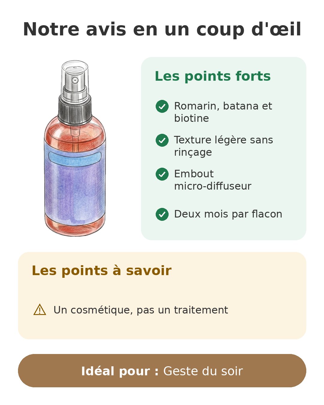 Sérum cheveux AMAINKI romarin et batana Notre avis en un coup d'œil sur Sérum AMAINKI