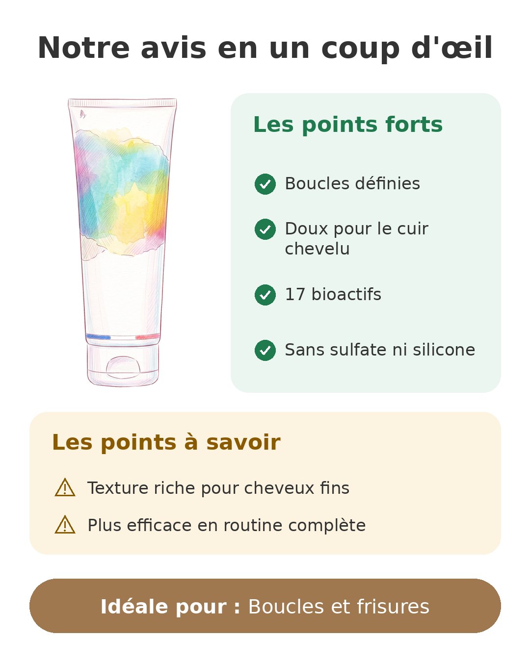 Leave-in Kurl Potion des Secrets de Loly pour cheveux bouclés Notre avis en un coup d'œil sur Kurl Potion
