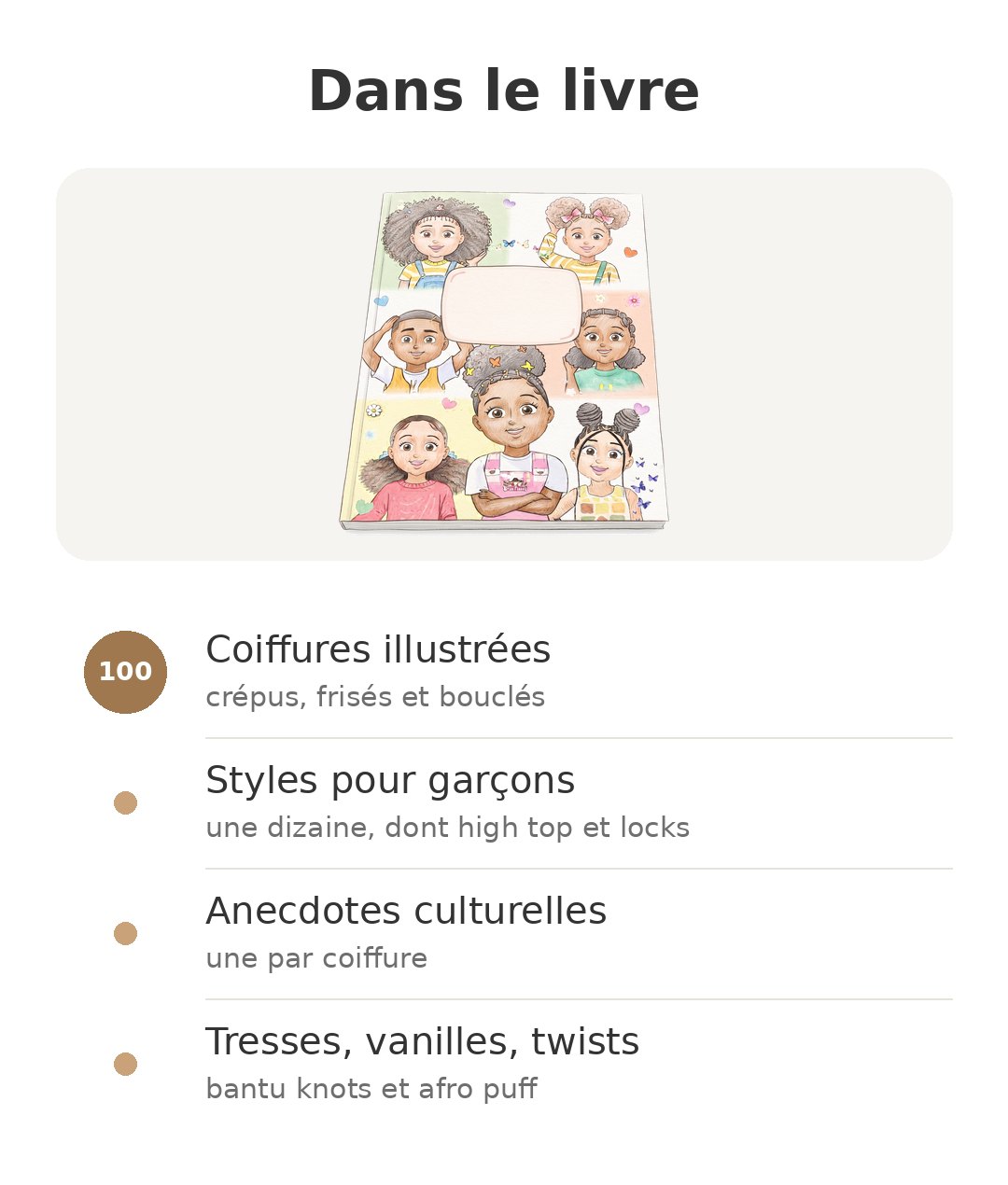 Contenu de la boîte : 100 coiffures afro