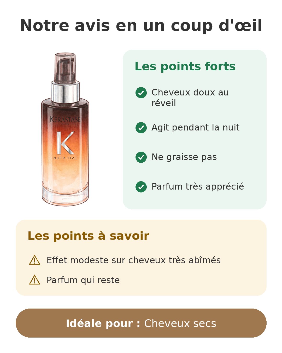 Sérum cheveux Kérastase 8H Magic Night qui nourrit pendant la nuit Notre avis en un coup d'œil sur Sérum 8H Kérastase