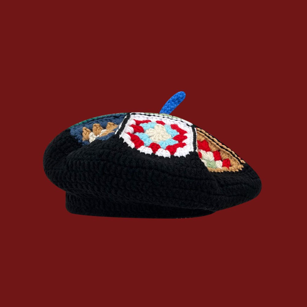 Beret-en-crochet-a-carres-fleuris-picture-6