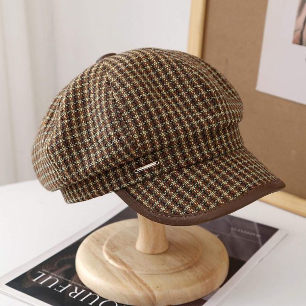 Casquette gavroche à carreaux pour femme
