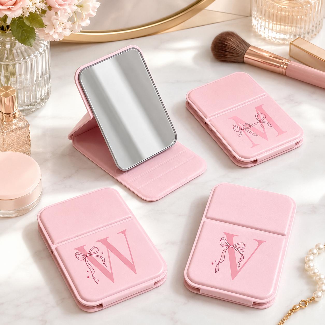 Miroir-pliable-rose-avec-initiale-picture-1