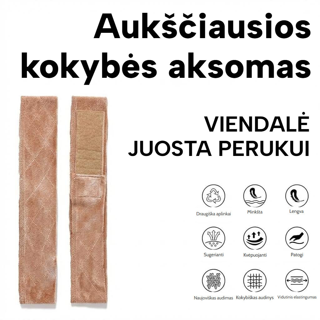 Neslystanti peruko juosta su reguliuojamu lipniuoju užsegimu